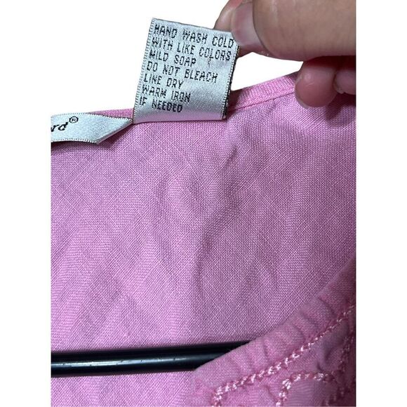 Vintage Edward Irish Linen Pink Sleeveless Embroidered Blouse Size M - Picture 5 of 7